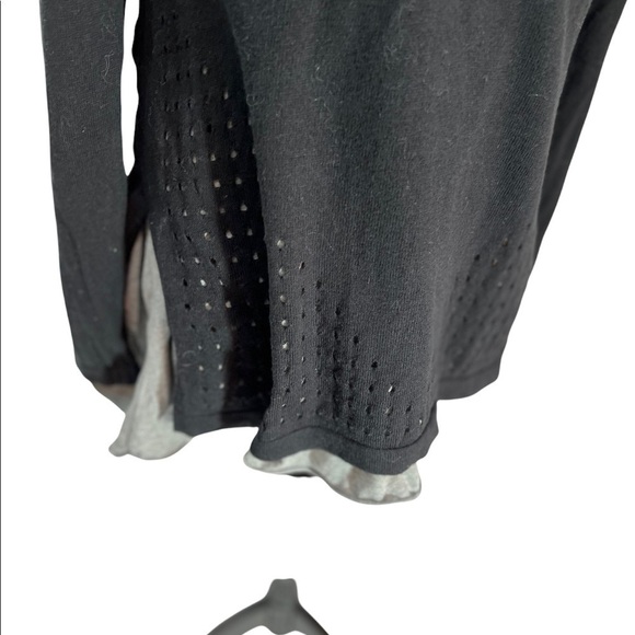 𝅺pure Handknit 100% Cotton Dual Layer Black/Grey Top w/Cutouts Size XS - Picture 5 of 11